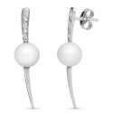 18K PENDIENTES ORO BLANCO PERLA Y CIRCONITA CIERRE PRESION 18K PENDIENTES ORO BLANCO PERLA Y CIRCONITA CIERRE PRESION