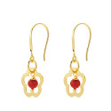 18K PENDIENTES ORO AMARILLO FLOR CON CORAL. MEDIDA: 28 X 12 MM. CIERRE GANCHO 18K PENDIENTES ORO AMARILLO FLOR CON CORAL. MEDIDA: 28 X 12 MM. CIERRE GANCHO