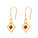 18K PENDIENTES ORO AMARILLO CUADRADO CON CORAL. MEDIDA: 30 X 14 MM. CIERRE GANCHO 18K PENDIENTES ORO AMARILLO CUADRADO CON CORAL. MEDIDA: 30 X 14 MM. CIERRE GANCHO