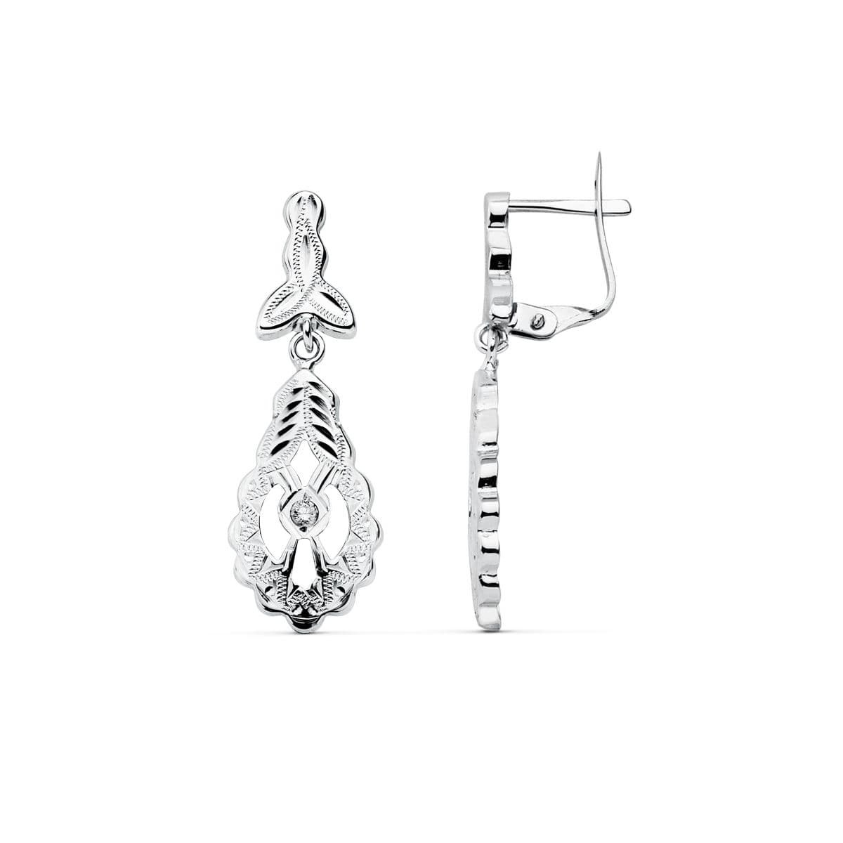 18K PENDIENTES CUBANAS ORO BLANCO 30X10 MM CIERRE PRESION