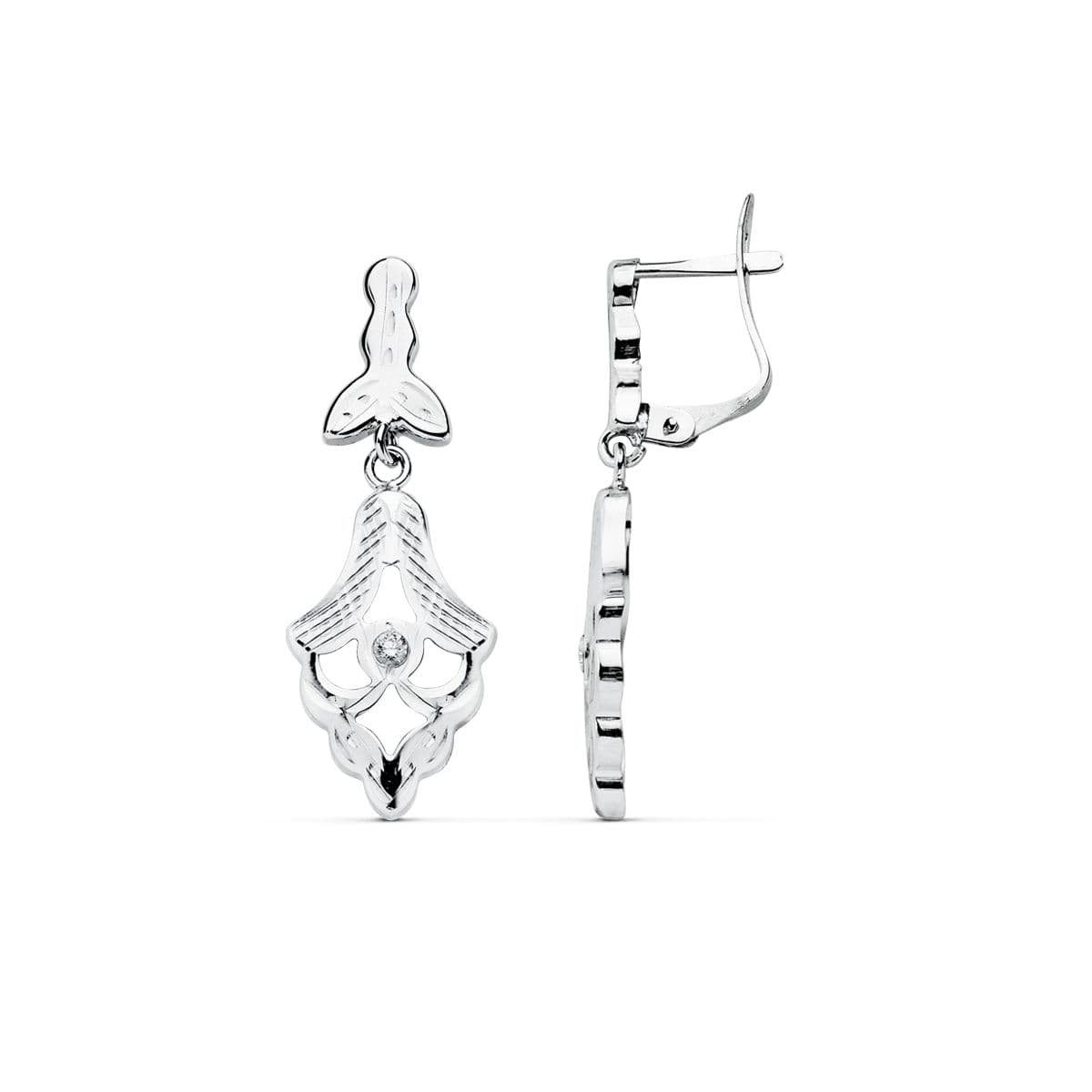 18K PENDIENTES CUBANAS ORO BLANCO 30X10 MM CIERRE CATALAN