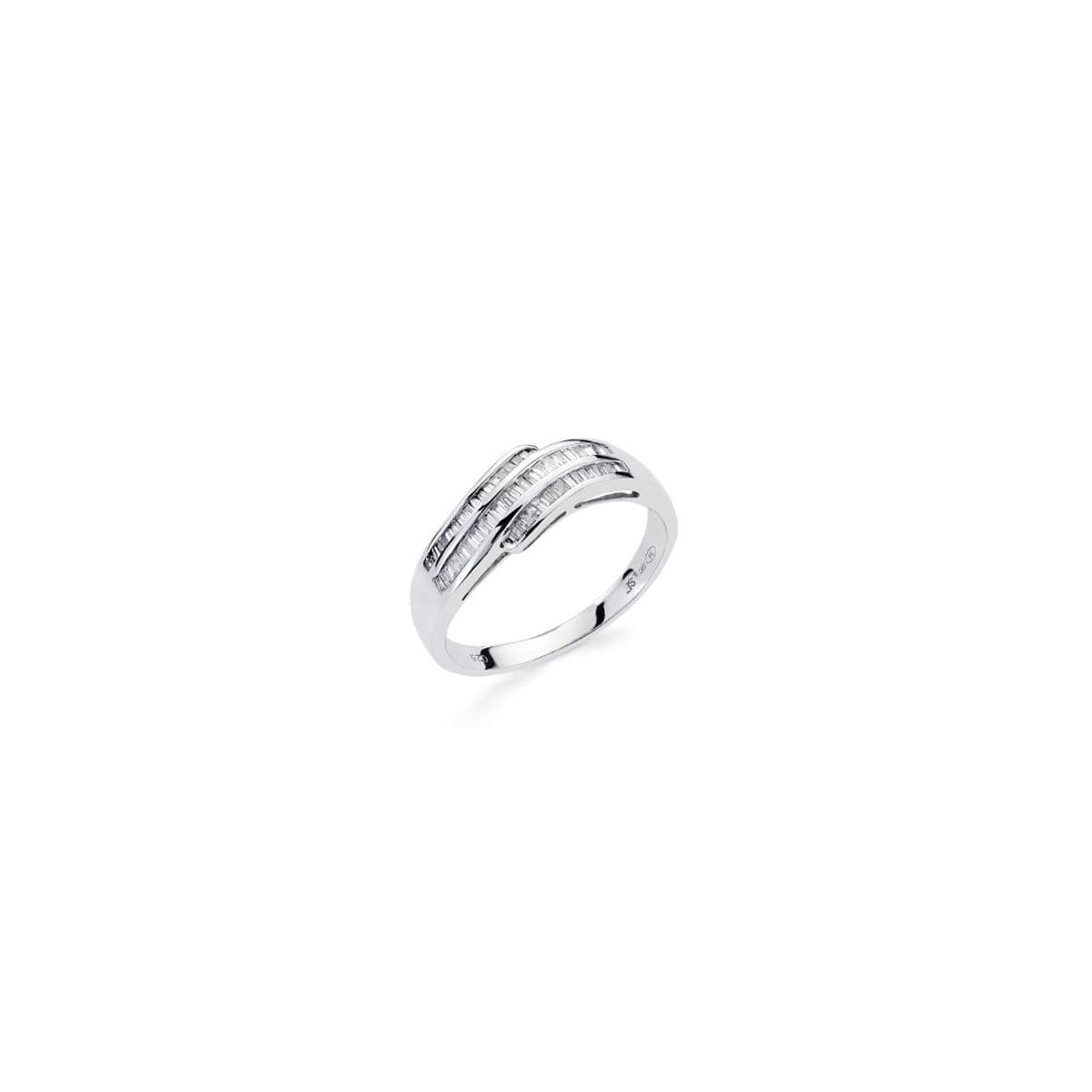 18K SORTIJA ORO BLANCO DIAMANTES NATURALES TALLA BAGUETE 0.250QTS. ANCHO: 7,5MM