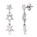 18K PENDIENTES ORO BLANCO LARGOS CIRCONITA Y ESTRELLAS. 27X8 MM CIERRE PRESION 18K PENDIENTES ORO BLANCO LARGOS CIRCONITA Y ESTRELLAS. 27X8 MM CIERRE PRESION