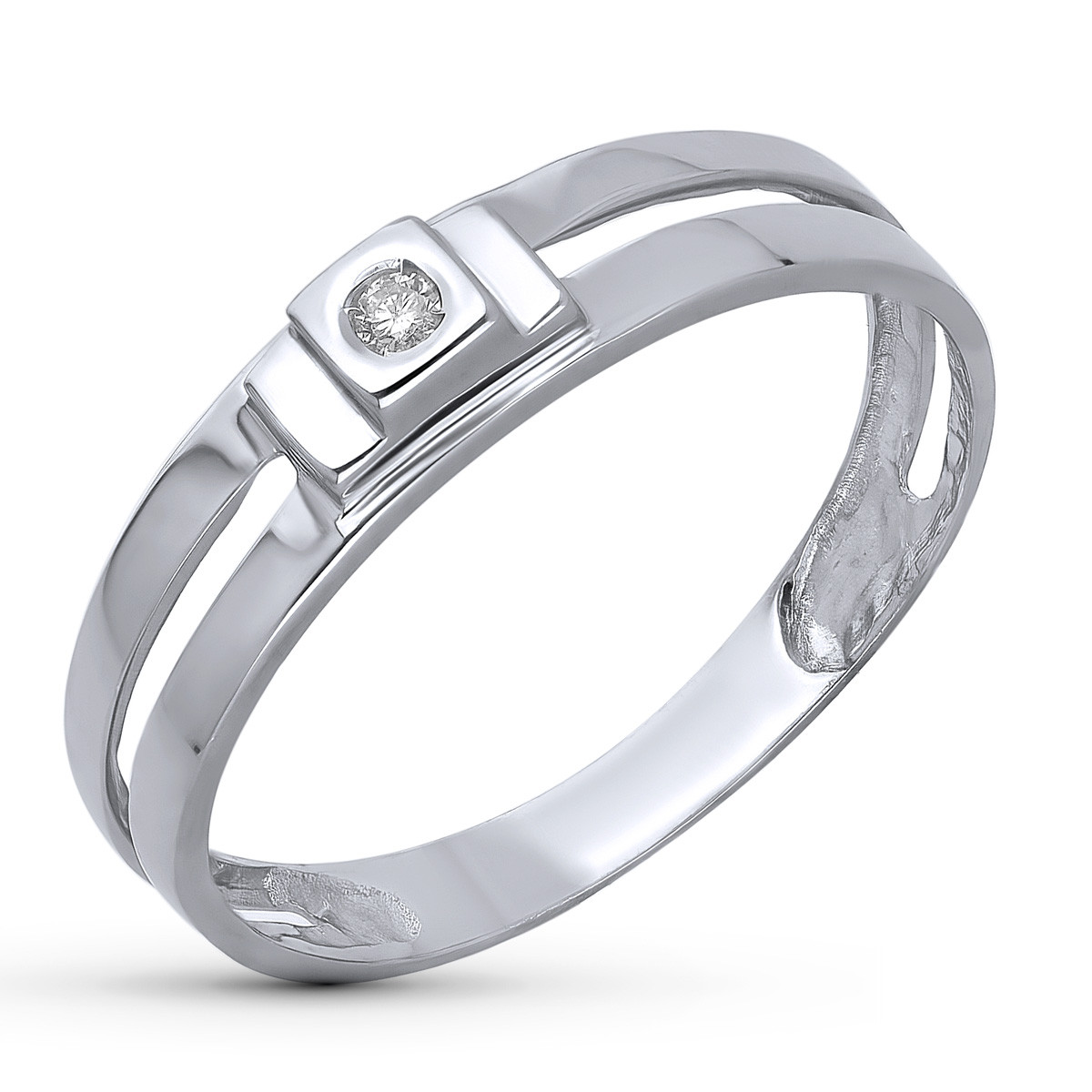 18K SOLITARIO ORO BLANCO DIAMANTE NATURAL TALLA BRILLANTE 0.040 QTS. ANCHO: 4,5MM