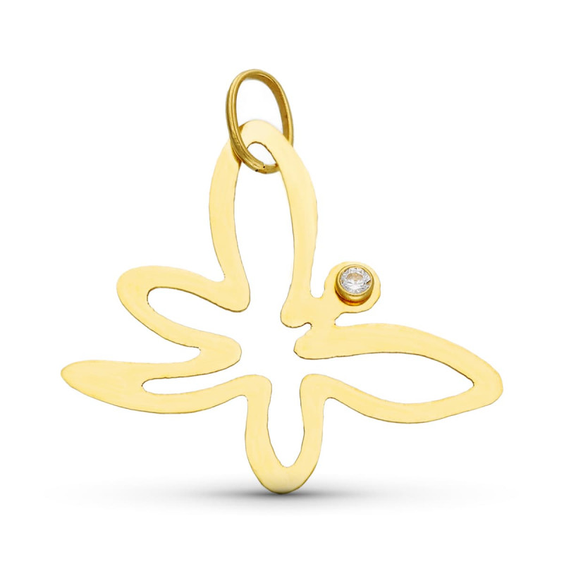 18K COLGANTE AMULETO ORO AMARILLO MARIPOSA CIRCONITA