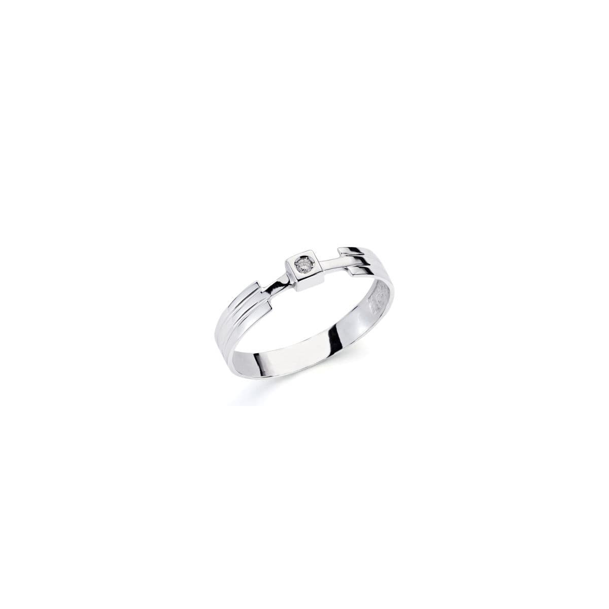 18K SOLITARIO ORO BLANCO DIAMANTE NATURAL  0.040 QTS. ANCHO: 4 MM