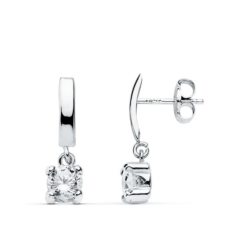 18K PENDIENTES ORO BLANCO GARRAS 15X4 MM CIERRE PRESION