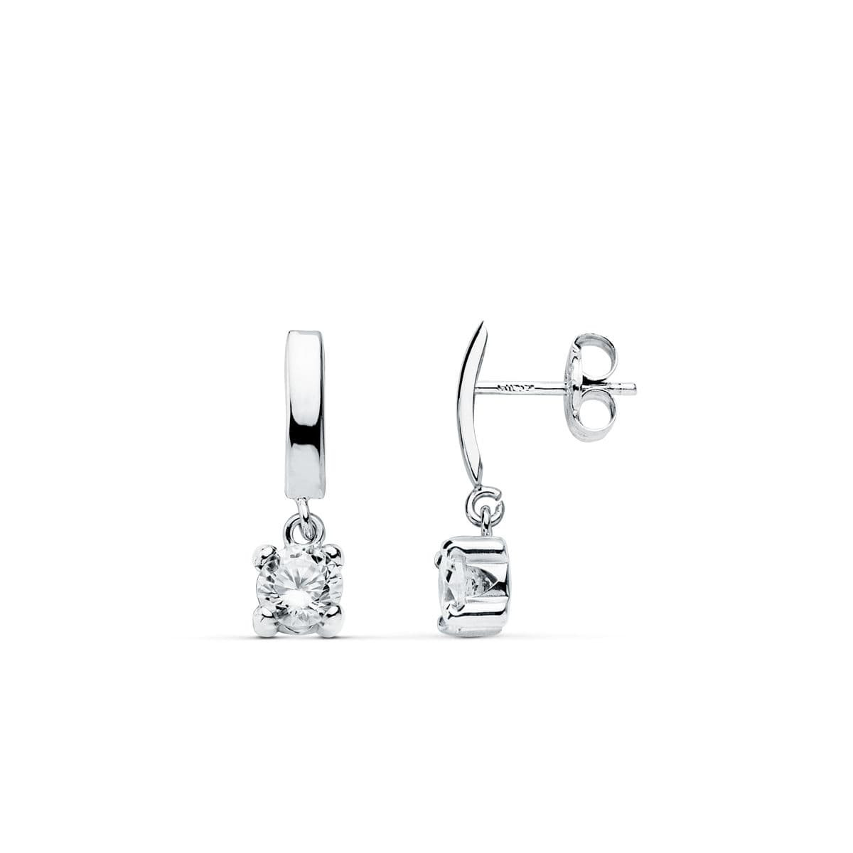 18K PENDIENTES ORO BLANCO GARRAS 15X4 MM CIERRE PRESION