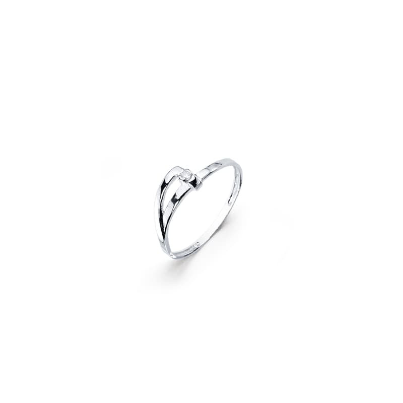 18K SORTIJA ORO BLANCO DIAMANTE NATURAL  TALLA BRILLANTE. 0.018  QTS. ANCHO: 5MM