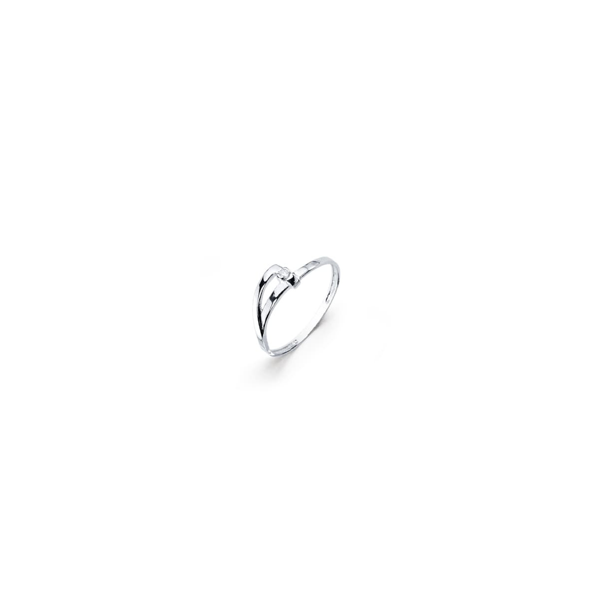 18K SORTIJA ORO BLANCO DIAMANTE NATURAL  TALLA BRILLANTE. 0.018  QTS. ANCHO: 5MM