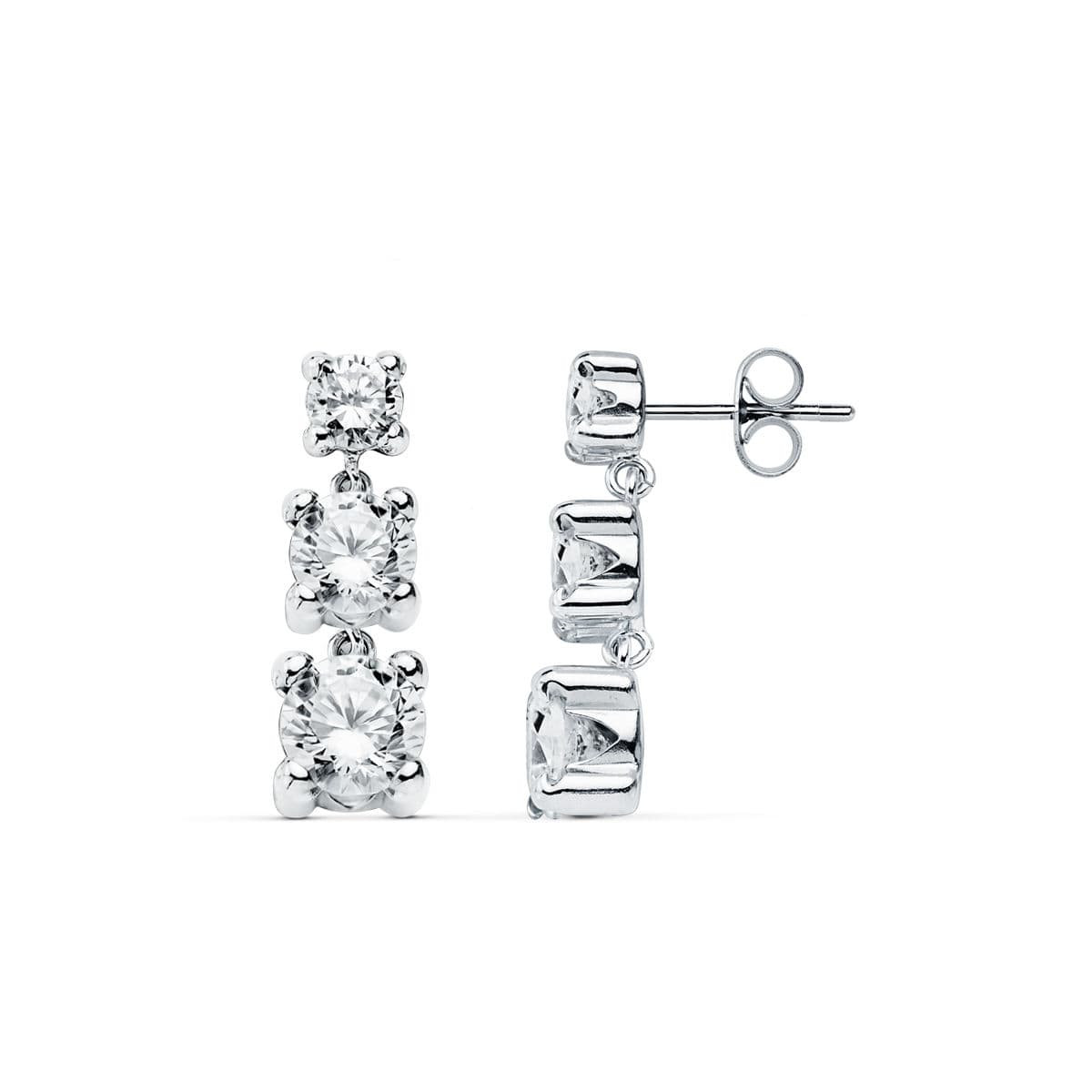 18K PENDIENTES ORO BLANCO CIRCONITA 22X7 MM CIERRE PRESION