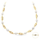 18K GARGANTILLA ORO AMARILLO CON PERLA DE 8.5 MM Y JAULAS DE ORO. LONGITUD 50CM 18K GARGANTILLA ORO AMARILLO CON PERLA DE 8.5 MM Y JAULAS DE ORO. LONGITUD 50CM