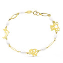 18K PULSERA ORO AMARILLO 17CM FETICHES Y PERLA CULTIVADAS 5 MM 18K PULSERA ORO AMARILLO 17CM FETICHES Y PERLA CULTIVADAS 5 MM