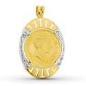 18K COLGANTE ORO BICOLOR MONEDA CON CIRCONITA 37X24 MM 18K COLGANTE ORO BICOLOR MONEDA CON CIRCONITA 37X24 MM