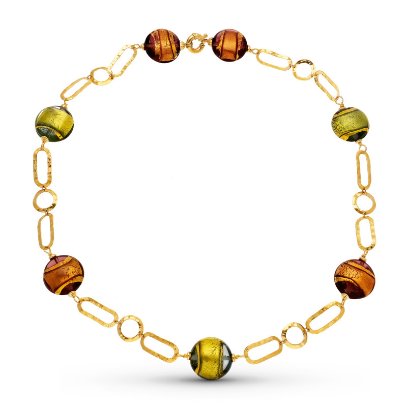 18K GARGANTILLA ORO AMARILLO GARGANTILLA BOLAS MURANO 19 MM 50CM
