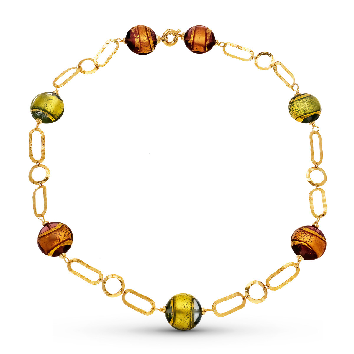 18K GARGANTILLA ORO AMARILLO GARGANTILLA BOLAS MURANO 19 MM 50CM