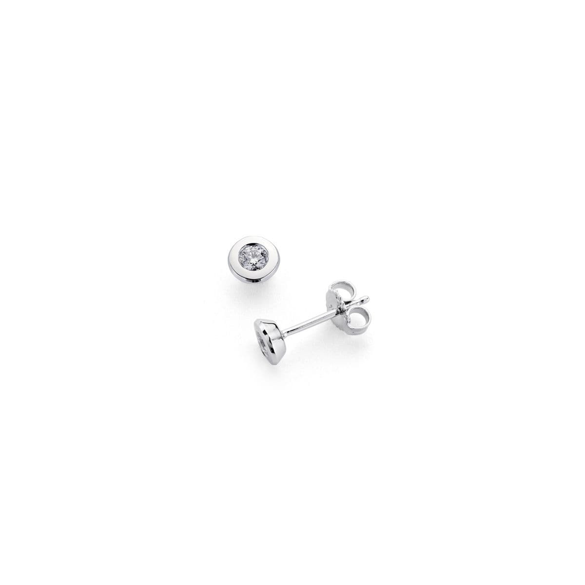 18K PENDIENTES ORO BLANCO DIAMANTES NATURALES SI-H TALLA BRILLANTE 0,200 QTS. MEDIDA: 5MM CIERRE PRESION