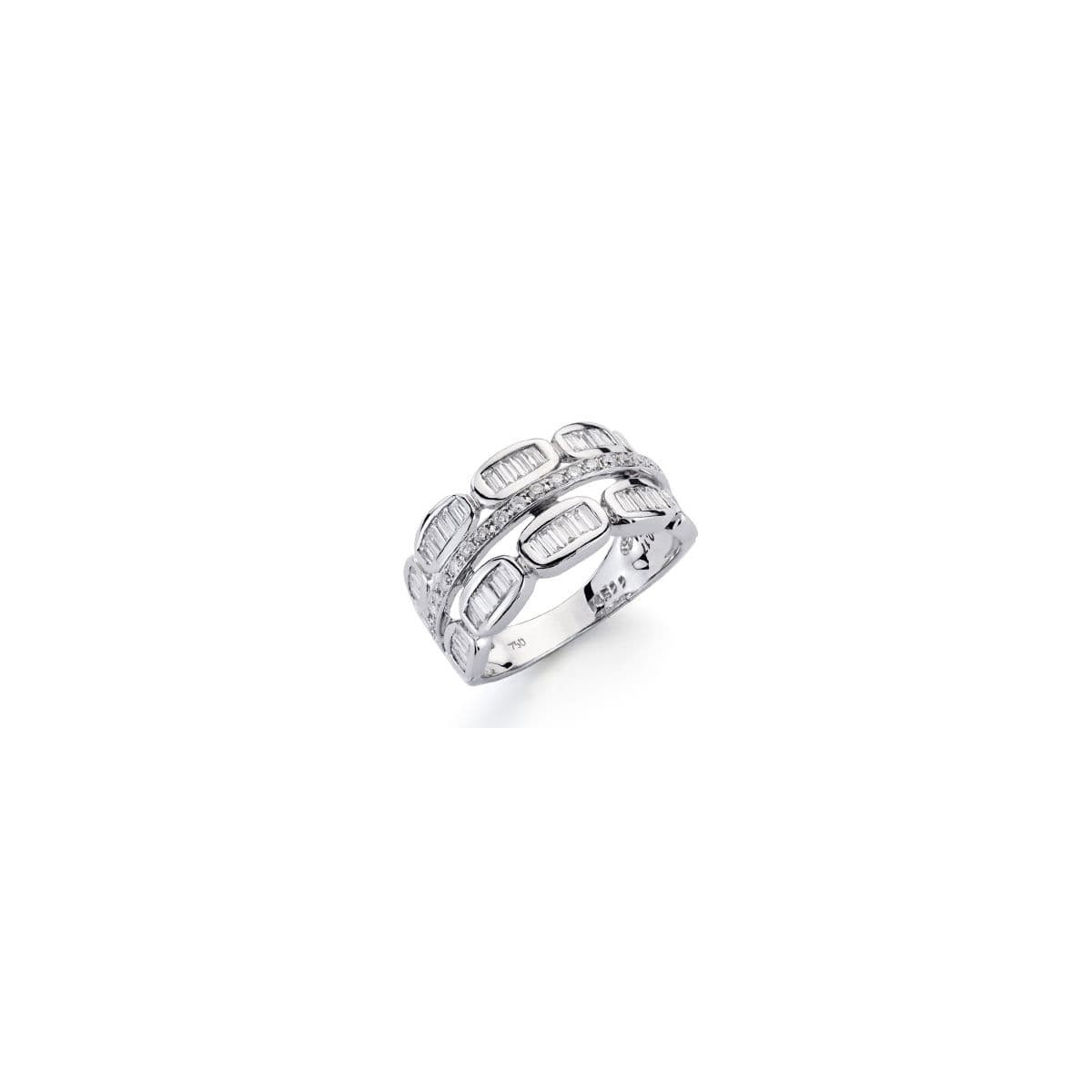18K SORTIJA ORO BLANCO DIAMANTES NATURALES TALLA BRILLANTE 0.120/0.450  QTS. ANCHO: 10MM