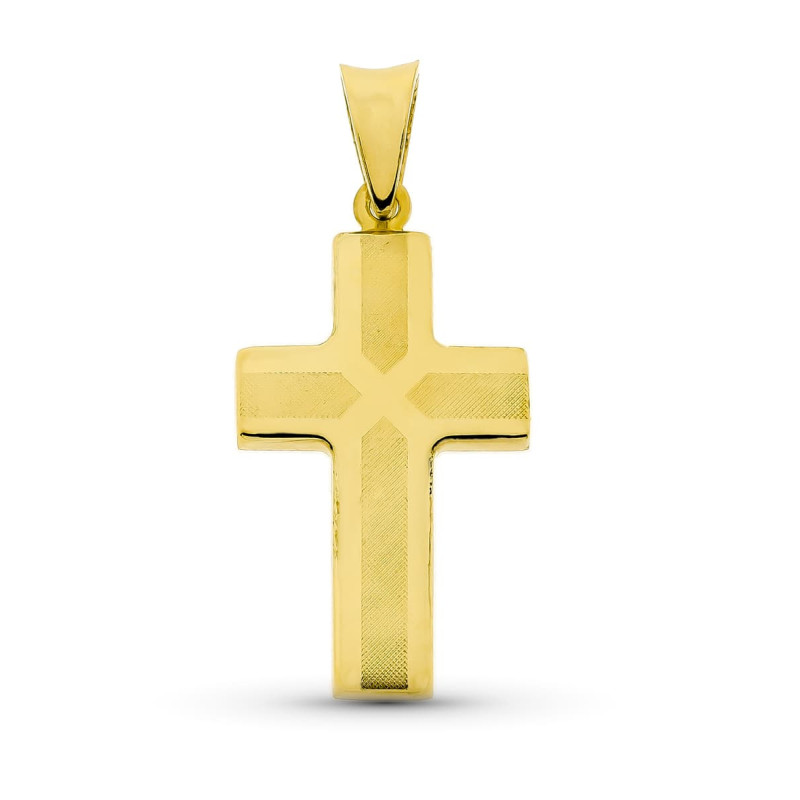 18K CRUZ ORO BLANCO CON CIRCONITA 32X17 MM