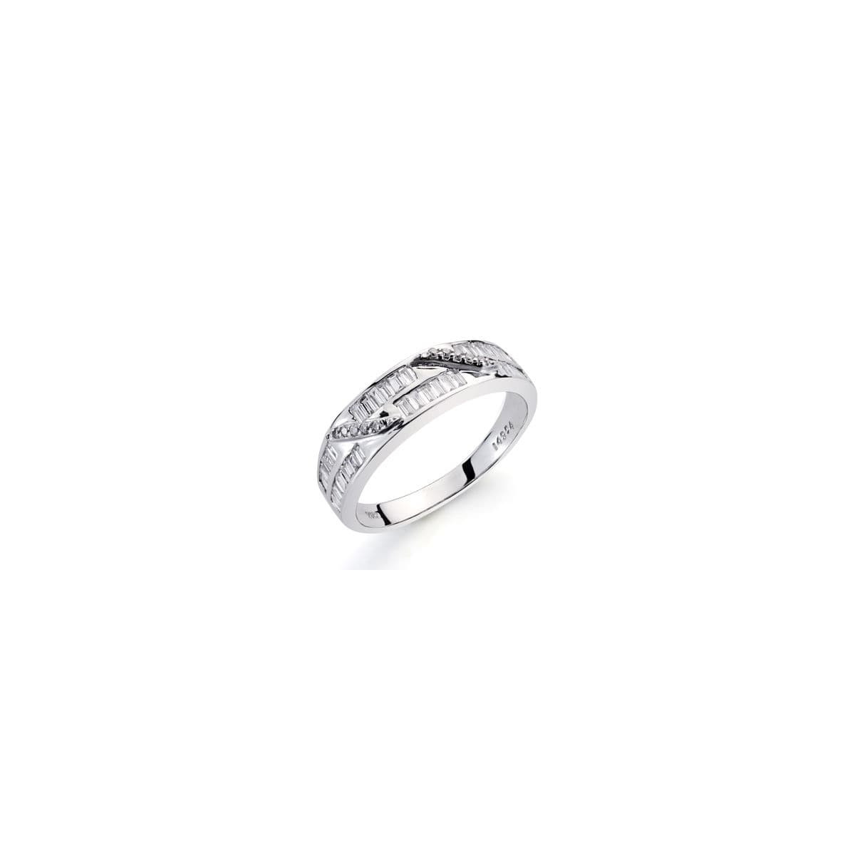 18K SORTIJA ORO BLANCO DIAMANTES NATURALES  TALLA BRILLANTE 0.030/0.410  QTS. ANCHO: 5MM