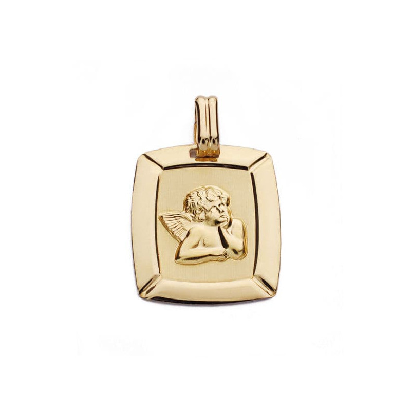 18K MEDALLA ORO AMARILLO ANGEL BURLON LASER 20X17 MM