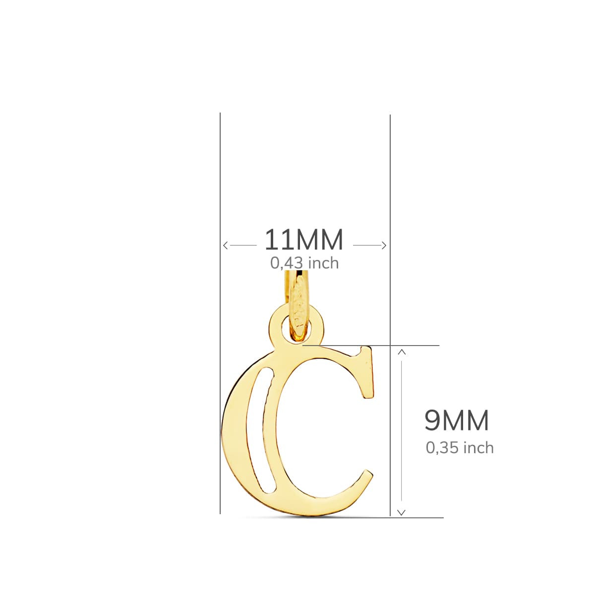 18K COLGANTE ORO AMARILLO LETRA " C " 11X9 MM