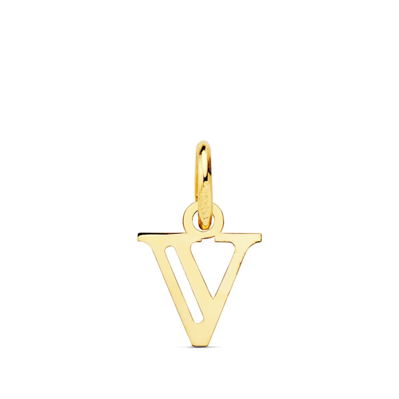 18K COLGANTE ORO AMARILLO LETRA " V " . 11X9 MM