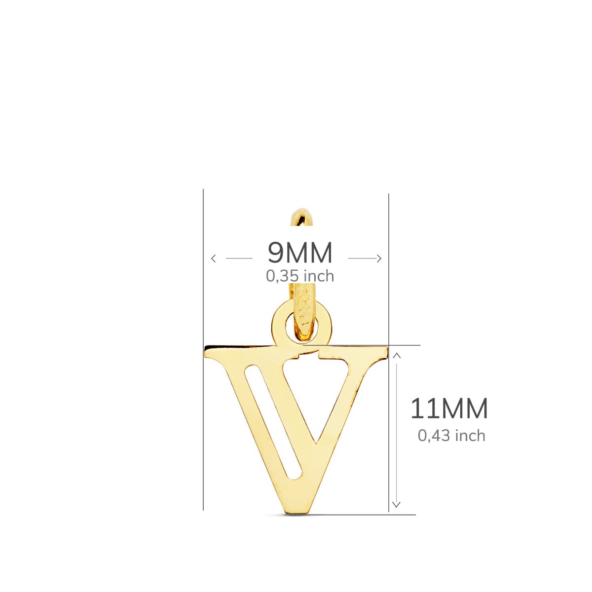 18K COLGANTE ORO AMARILLO LETRA " V " . 11X9 MM