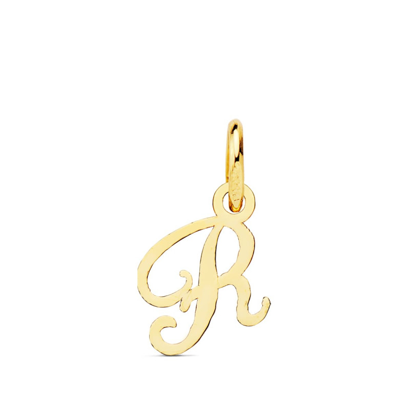 18K COLGANTE ORO AMARILLO INCIAL LETRA " R " 11X9 MM