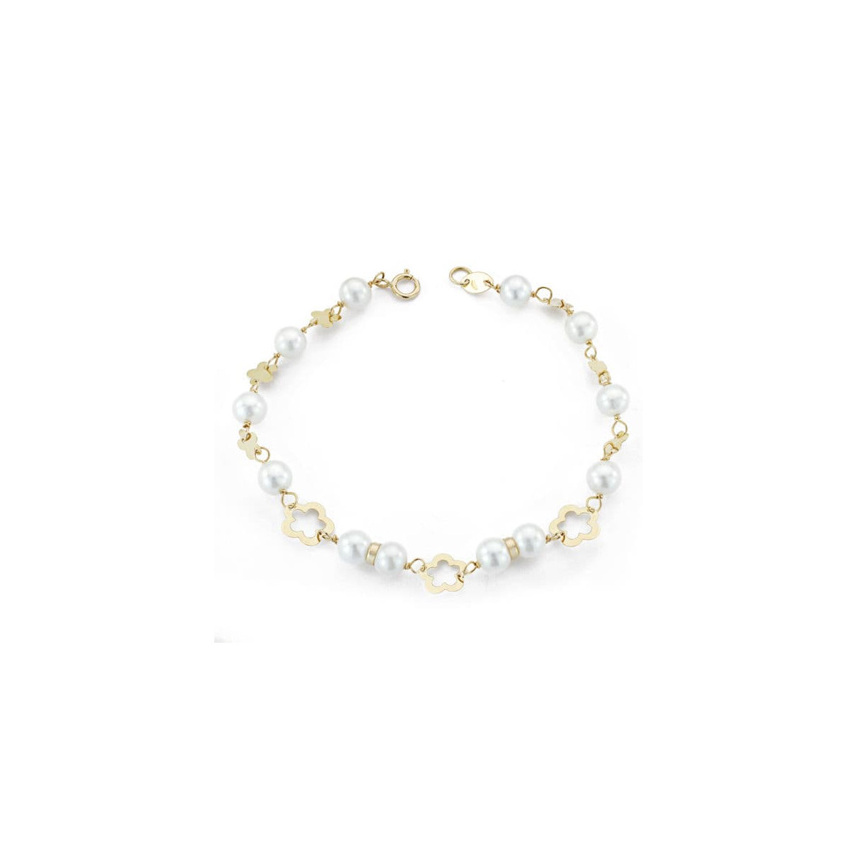 18K PULSERA COMUNION ORO AMARILLO PERLA 5.5 MM 17.5 MM