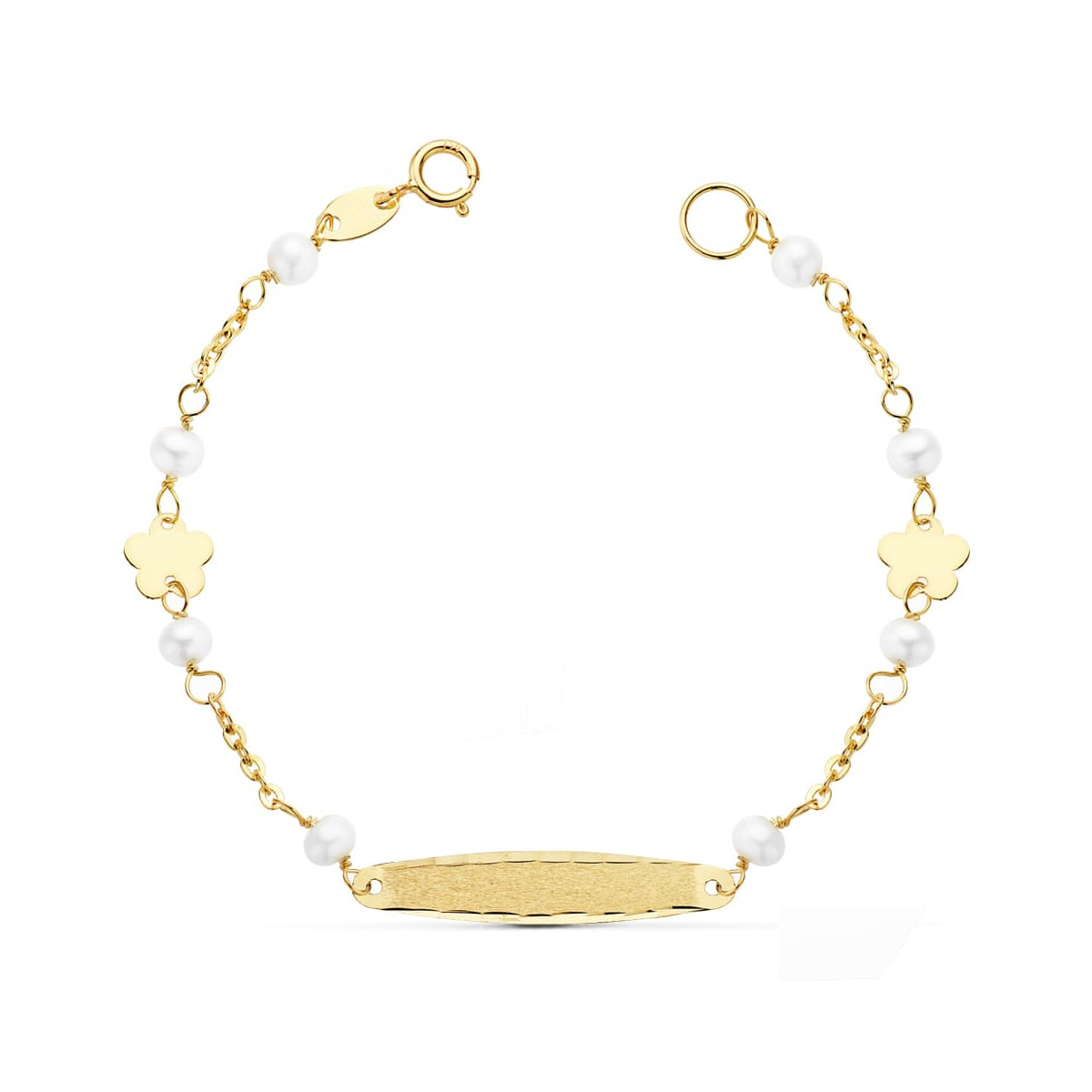 18K PULSERA ESCLAVA PERLAS ORO AMARILLO 3.5 MM 14.5 CM