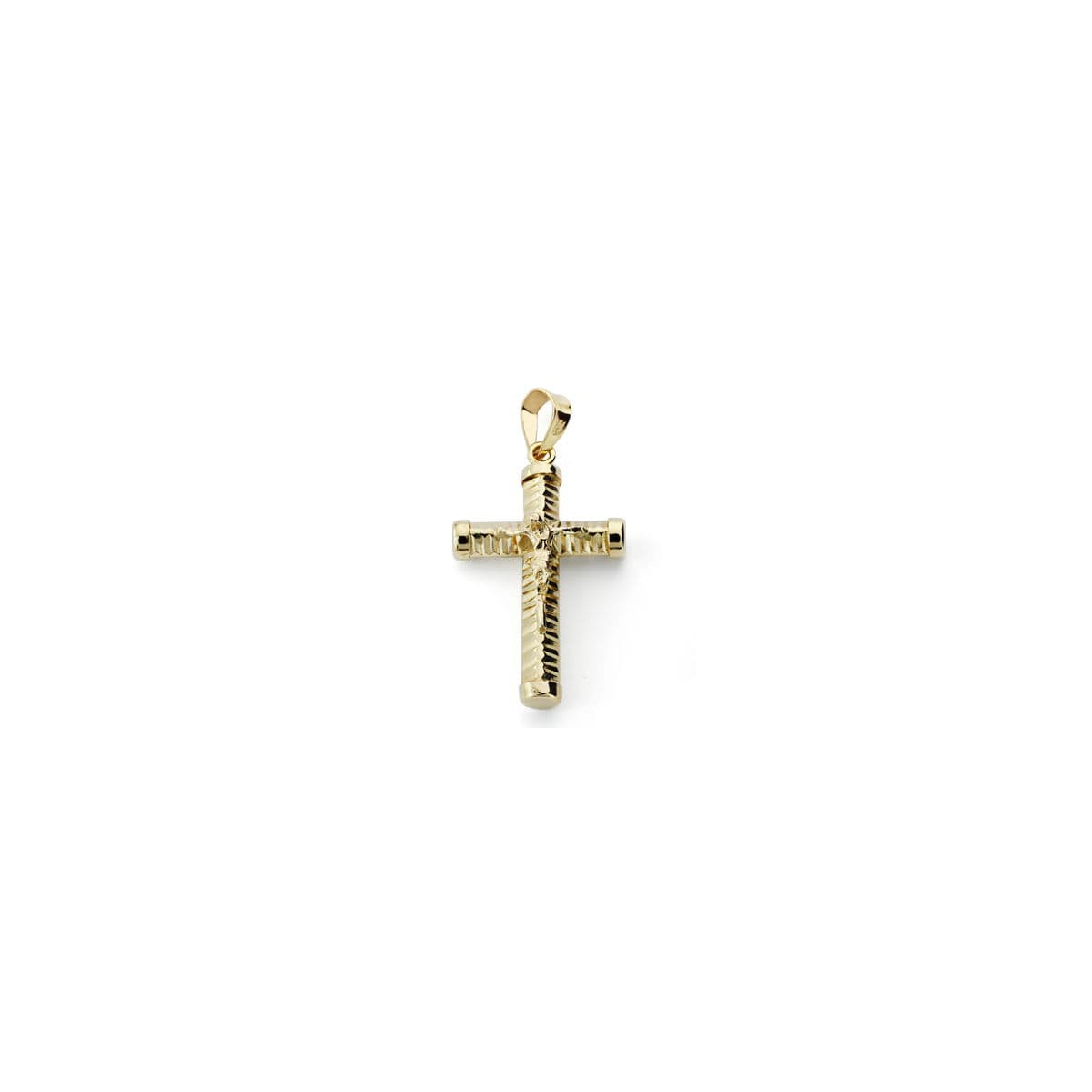 18K CRUZ ORO AMARILLO CON CRISTO HUECA 24X15 MM