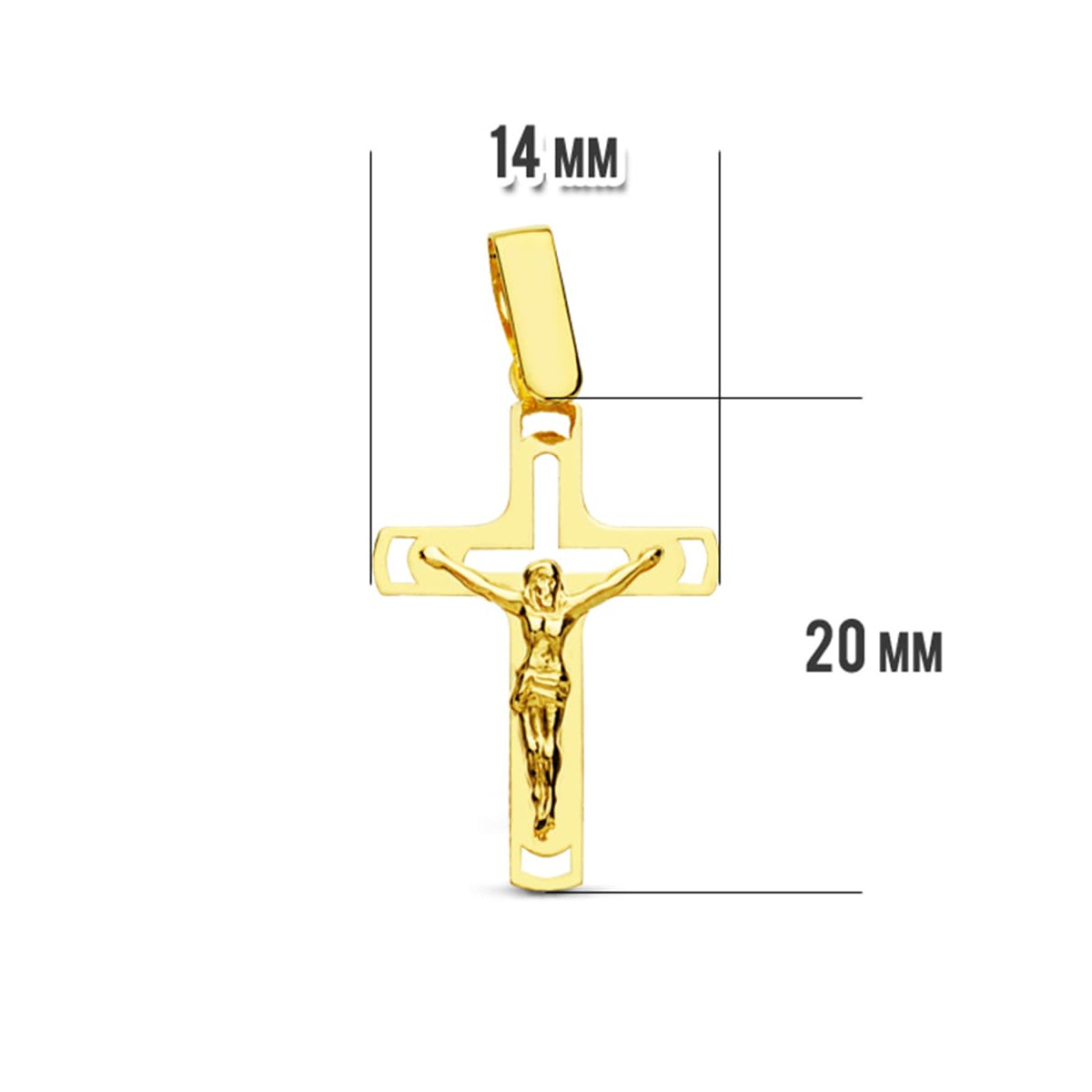 18K CRUZ ORO AMARILLO CON CRISTO CALADA LASER