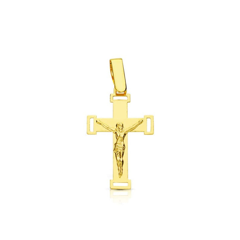 18K CRUZ ORO AMARILLO CON CRISTO CALADA 22X13 MM