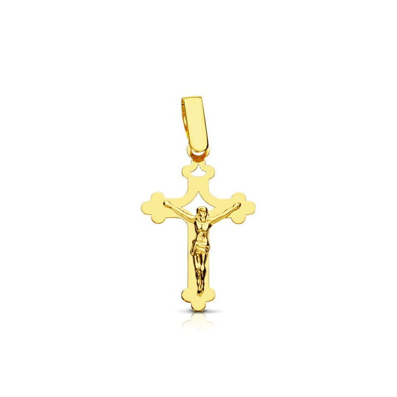 18K CRUZ ORO AMARILLO CON CRISTO CALADA LASER. 22X14 MM