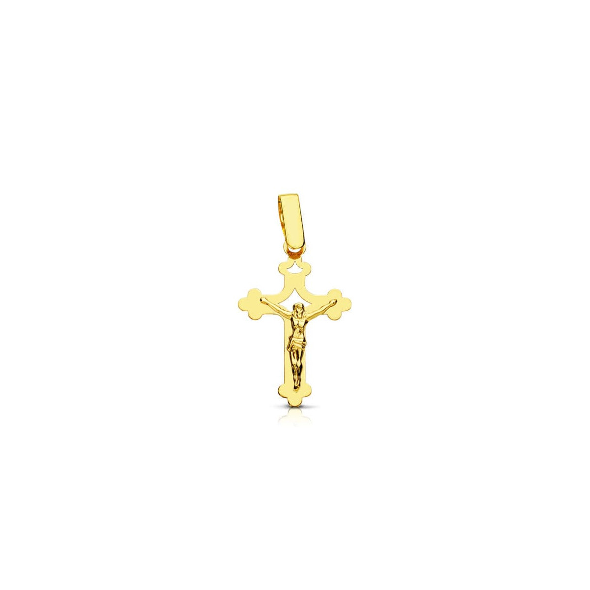 18K CRUZ ORO AMARILLO CON CRISTO CALADA LASER. 22X14 MM