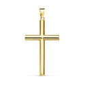 18K CRUZ ORO AMARILLO HUECA LISA 29X18 MM TUBO 3 MM