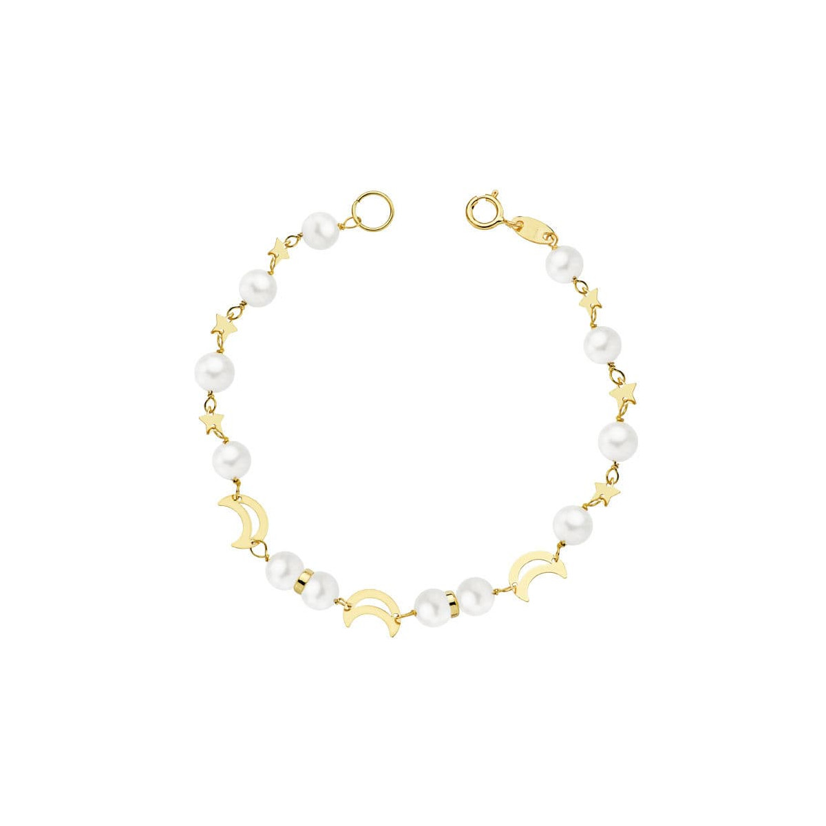 18K PULSERA ORO AMARILLO COMUNION PERLA 5 MM 17CM