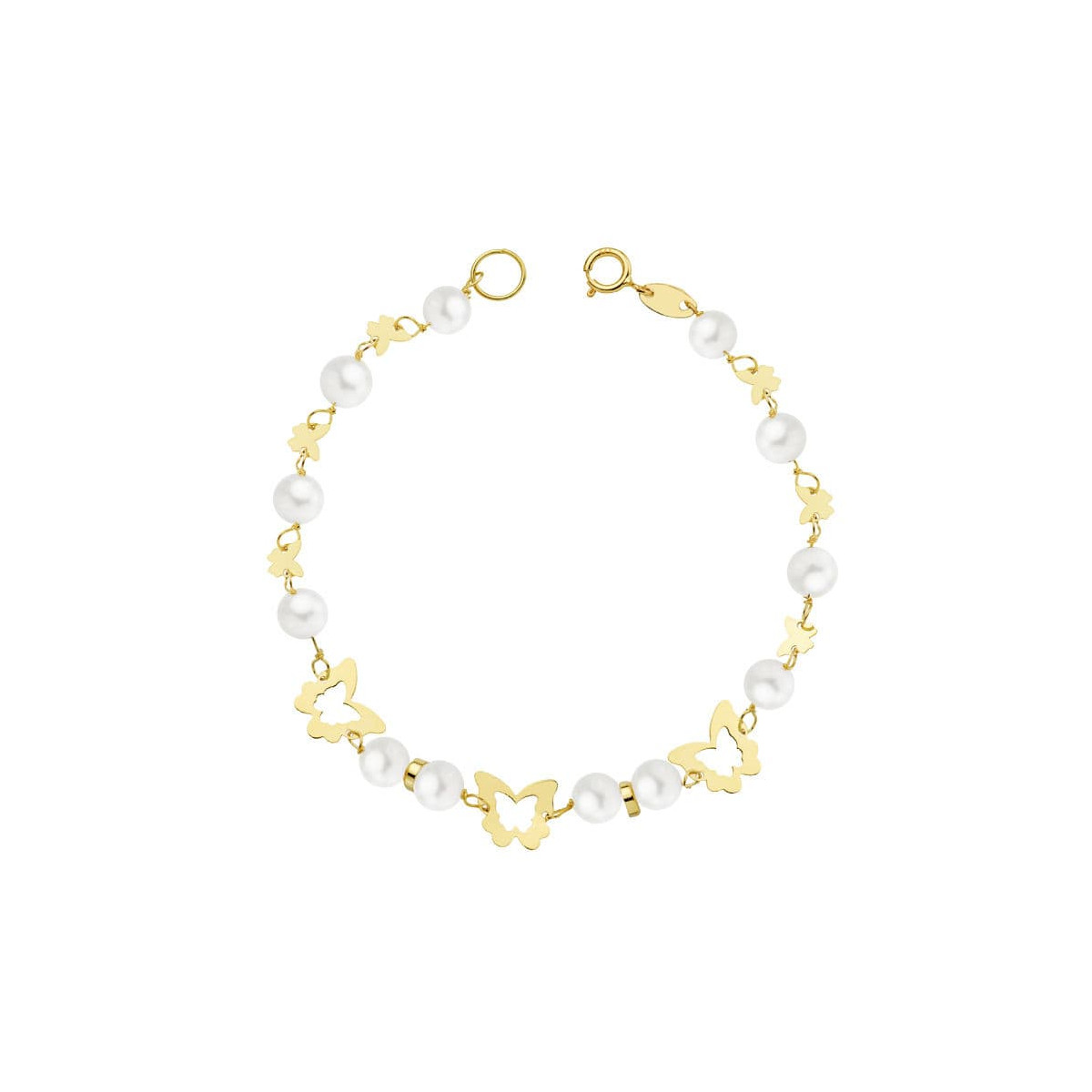 18K PULSERA ORO AMARILLO COMUNION PERLA 5.5 MM 17CM