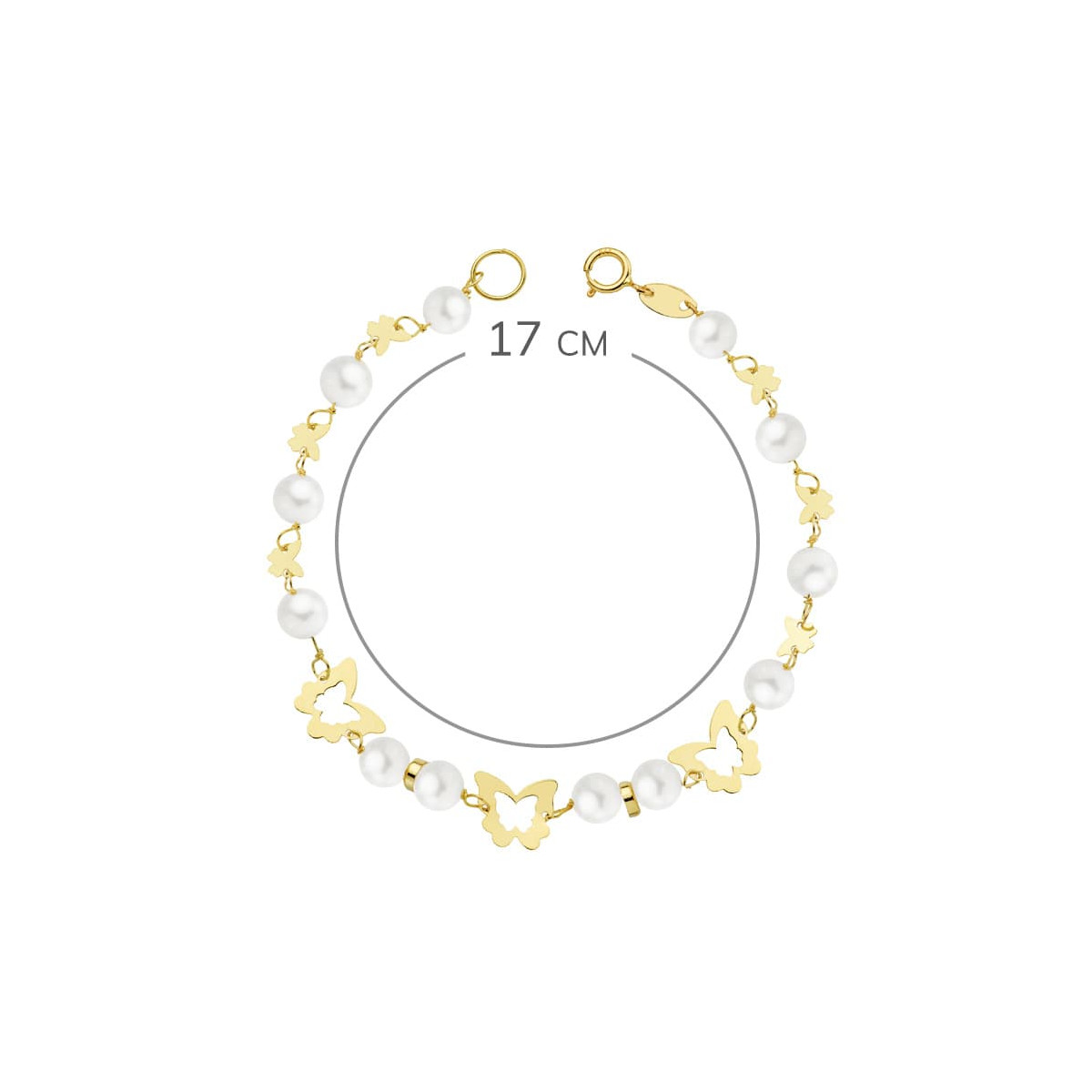 18K PULSERA ORO AMARILLO COMUNION PERLA 5.5 MM 17CM