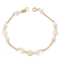 18K PULSERA ORO AMARILLO COMUNION PERLA CULTIVADA 4-4.5 MM 17CM 18K PULSERA ORO AMARILLO COMUNION PERLA CULTIVADA 4-4.5 MM 17CM