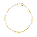 18K PULSERA ORO AMARILLO PERLAS Y OSO S. 16.5 CM