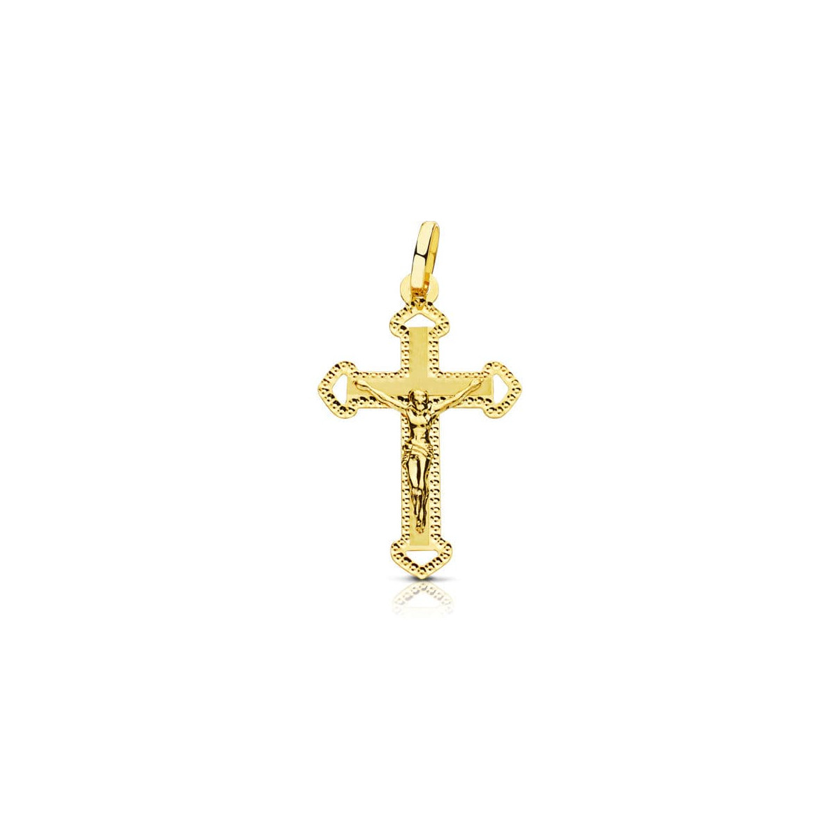 18K CRUZ ORO AMARILLO CON CRISTO TALLADA 27X17 MM