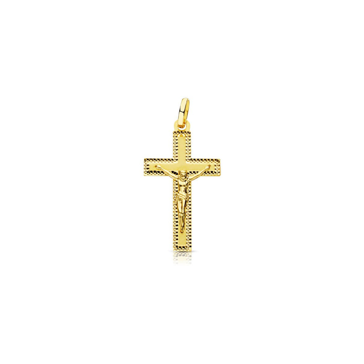 18K CRUZ ORO AMARILLO CRISTO TALLADA 27X15 MM