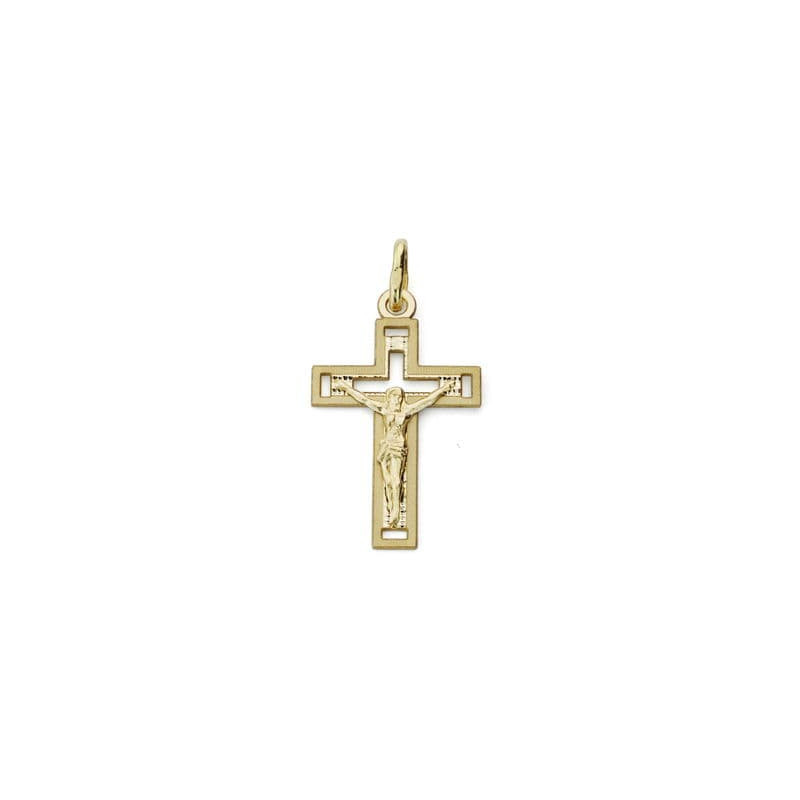 18K CRUZ ORO AMARILLO CON CRISTO TALLADA 22X13 MM