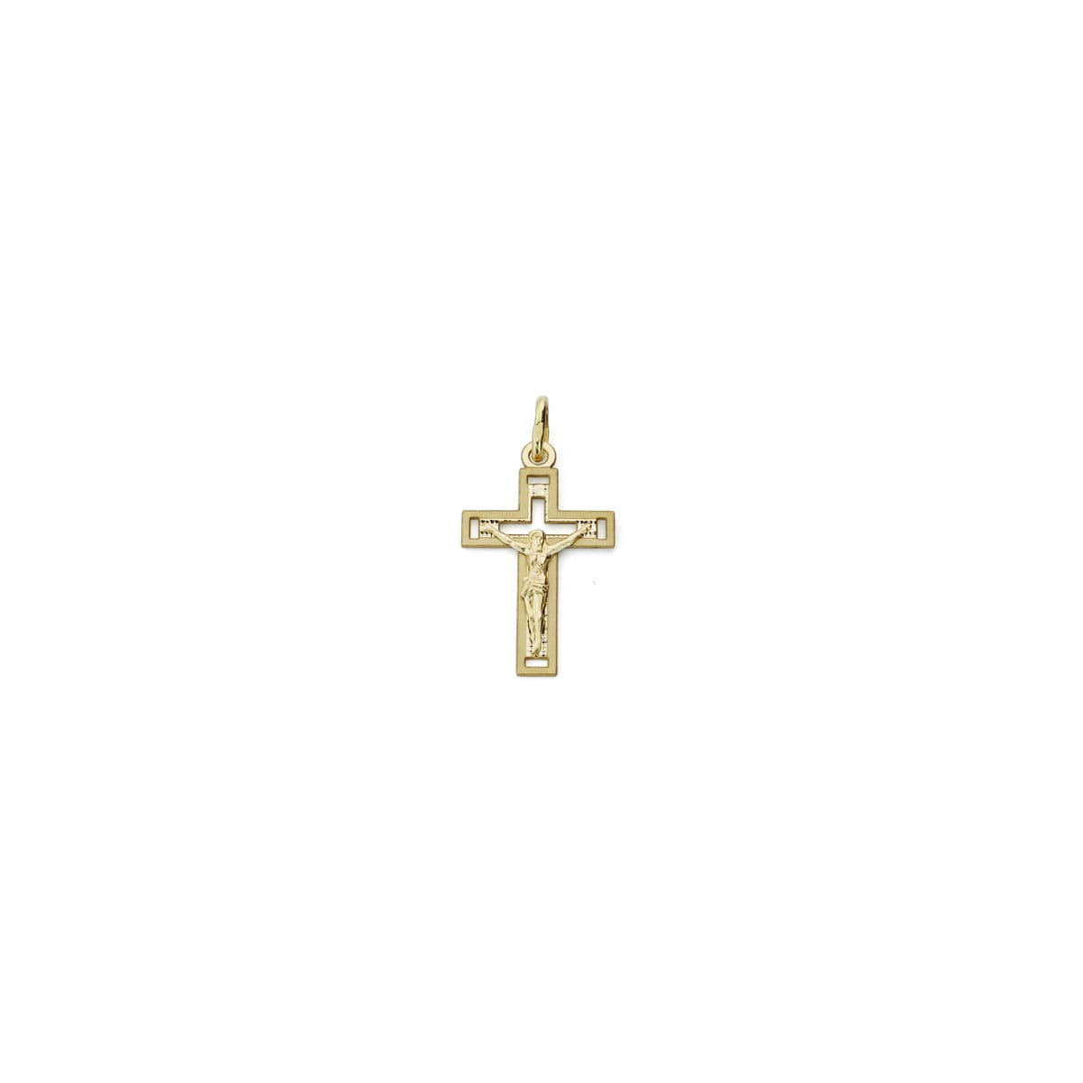 18K CRUZ ORO AMARILLO CON CRISTO TALLADA 22X13 MM