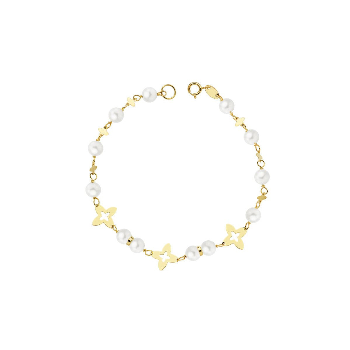 18K PULSERA ORO AMARILLO COMUNION PERLAS 5 MM 18CM