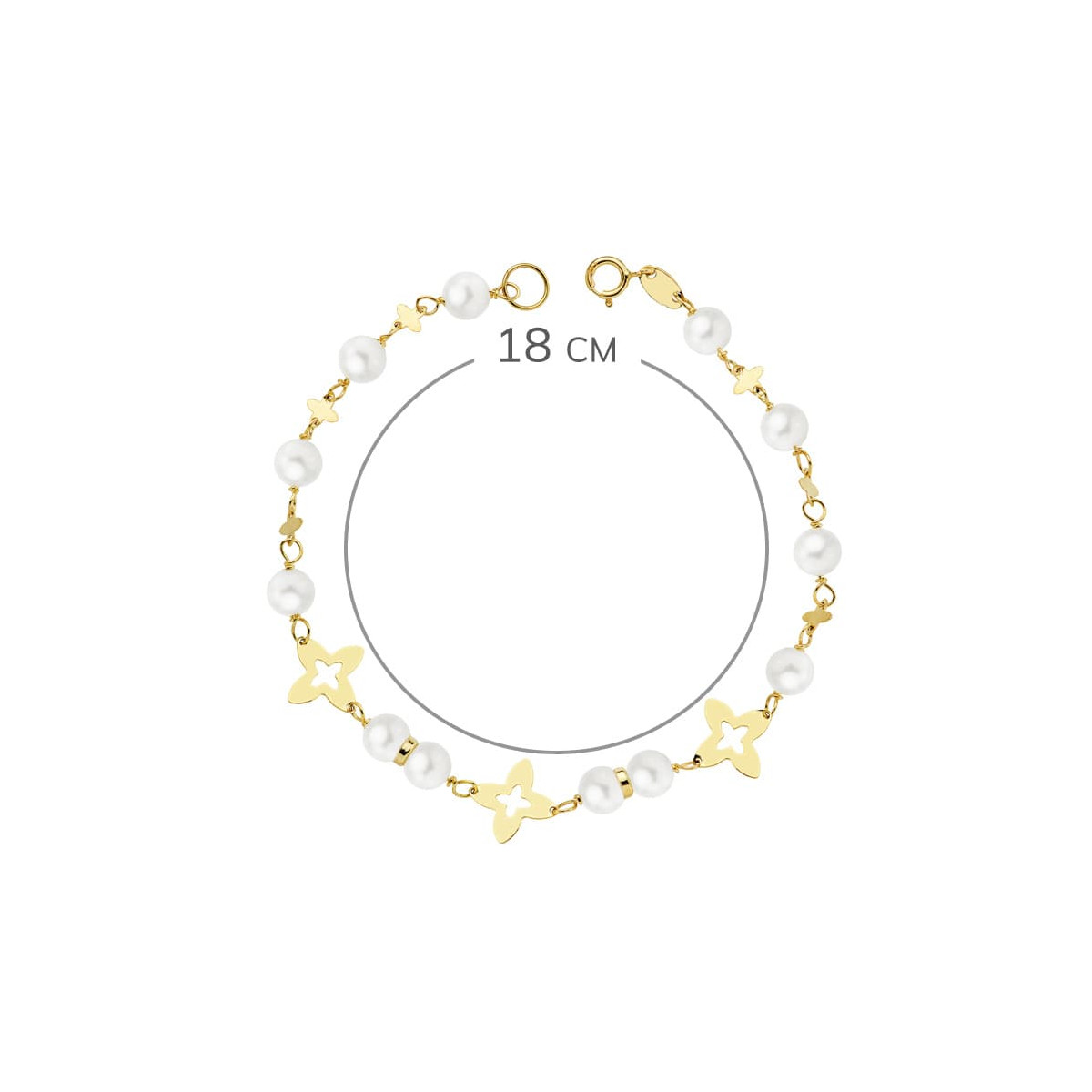 18K PULSERA ORO AMARILLO COMUNION PERLAS 5 MM 18CM