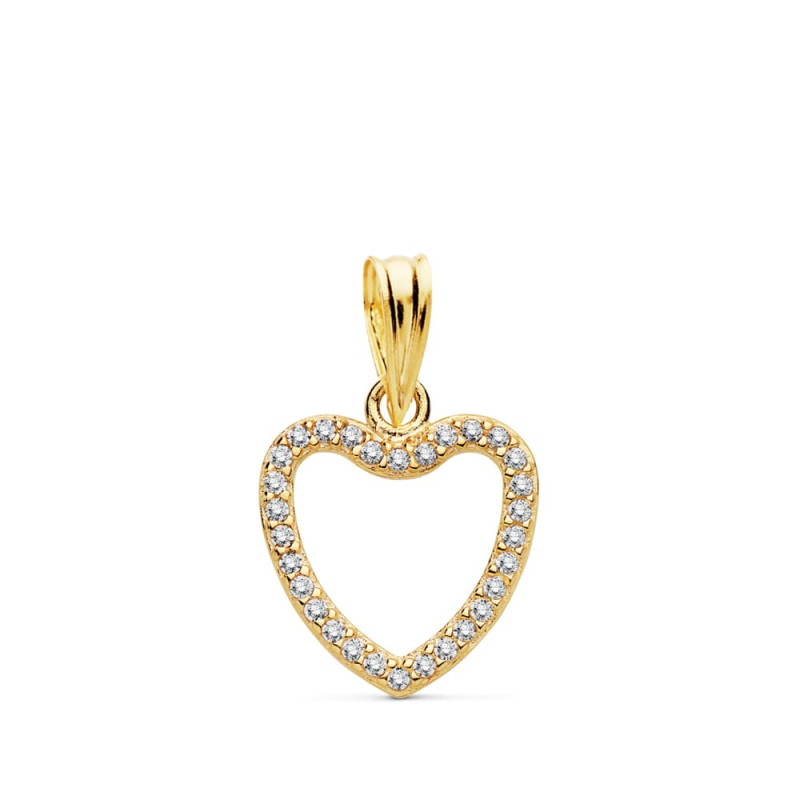 18K COLGANTE ORO AMARILLO CORAZON CIRCONITA 13X13 MM C. AMOR