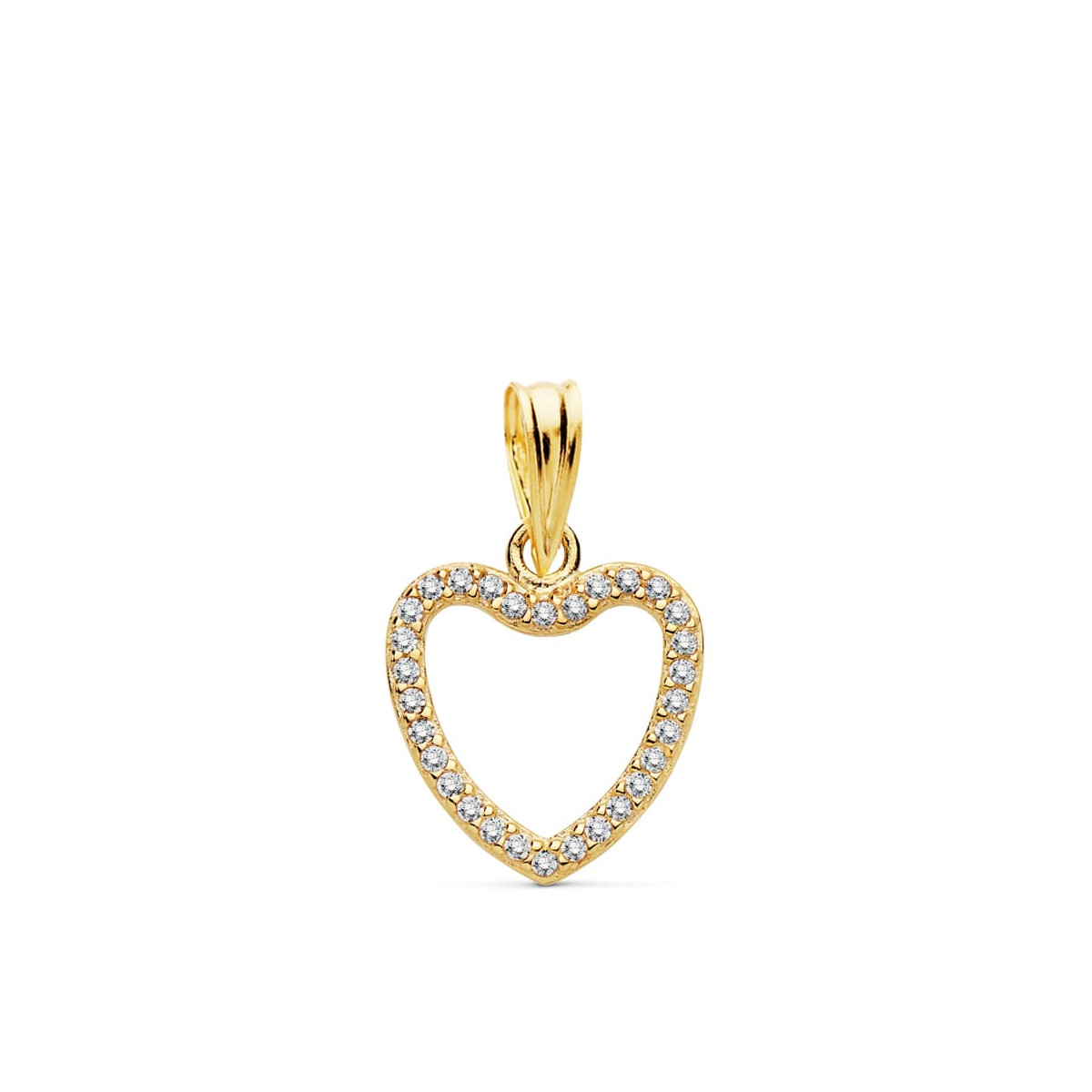18K COLGANTE ORO AMARILLO CORAZON CIRCONITA 13X13 MM C. AMOR